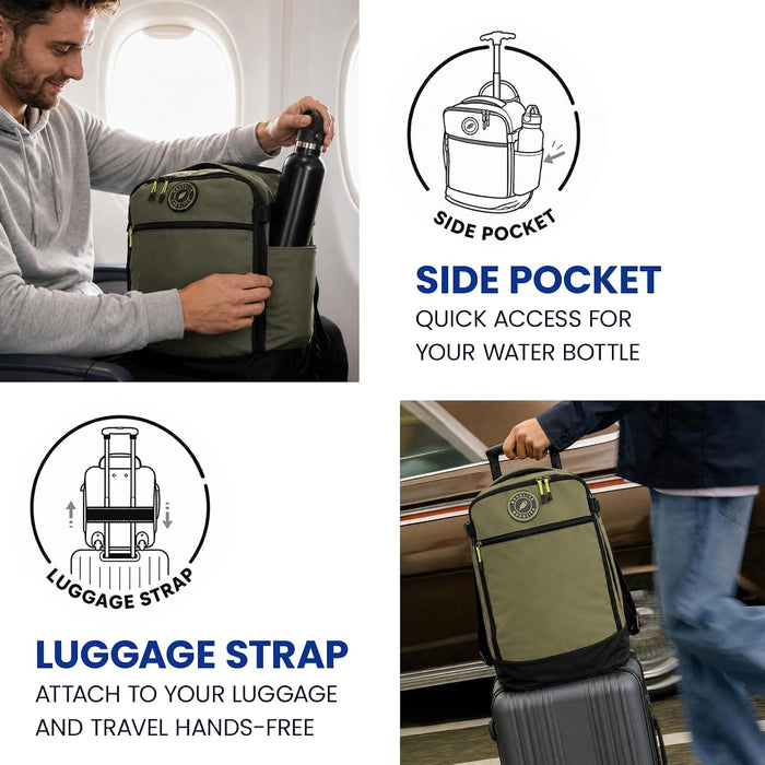 Bordlite Ryanair Cabin Bag 40x25x20cm Underseat Wheeled Travel Bag, Lightweight 20L Hand Luggage with Telescopic Handle, Smooth Wheels, Compression Straps, Side Pocket & Luggage Strap