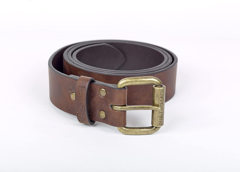 JCB - Classic Leather Belt - Designed with Zinc Alloy Buckle, Metal Keeper & Painted Edges - Smart Men's Belt - Leather Lined with PU Outer - Men's Accessories - Gift Boxed