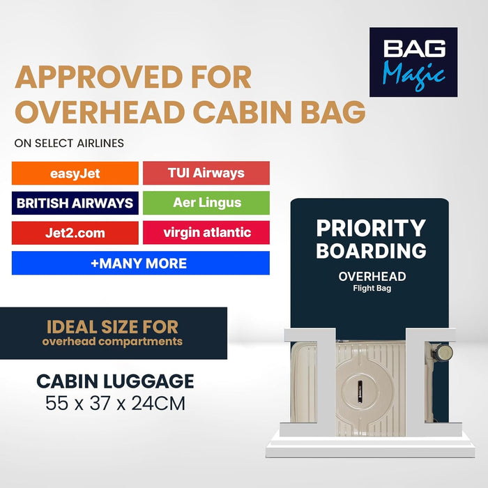 Bordlite® PP Cabin Suitcase - Lightweight Case with Lockable Front Laptop Compartment