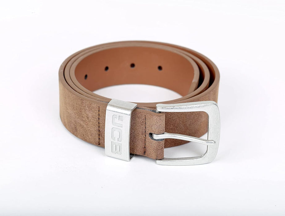 JCB - Casual Leather Belt - Designed with Zinc Alloy Buckle, Metal Keeper & Painted Edges - Leather Lined with PU Outer