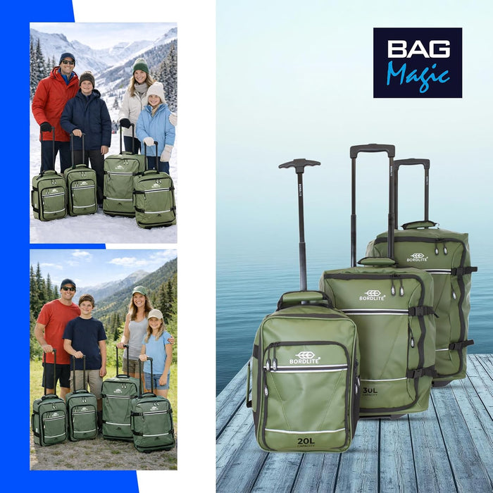 Bordlite® 3-Piece Wheeled Holdall Luggage Set – Underseat 16”, Cabin 20” & Check-in 24”