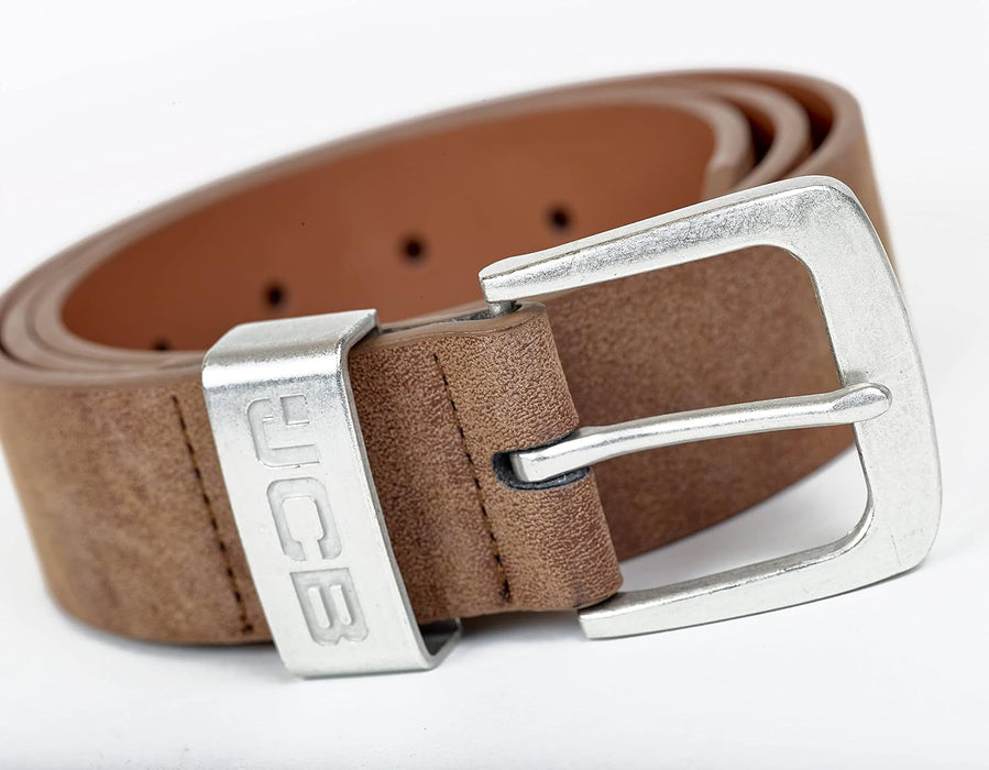 JCB - Casual Leather Belt - Designed with Zinc Alloy Buckle, Metal Keeper & Painted Edges - Leather Lined with PU Outer