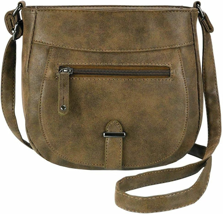 Nicole Brown - Faux Leather Crossbody Handbag for Woman - Small Multi Pocket Bag