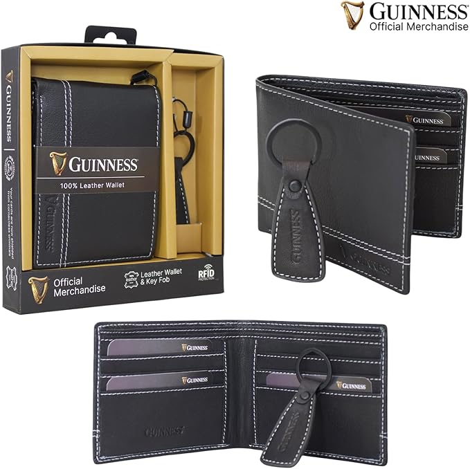 Guinness Ryanair Cabin Backpack 40x25x20cm Underseat Bag + Leather Bifold Wallet Bundle