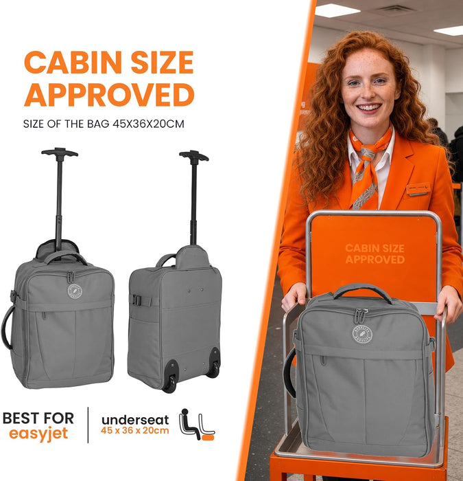 Bordlite 32L EasyJet Cabin Bag 45x36x20cm, Underseat Wheeled Travel Bag with Telescopic Handle