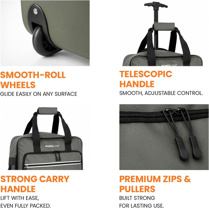 Bordlite EasyJet Underseat Cabin Bag 45x36x20cm - Wheeled Travel Holdall with Trolley Handle - Lightweight Tarp Soft Shell Carry On Luggage - Fits EasyJet Free Bag Allowance
