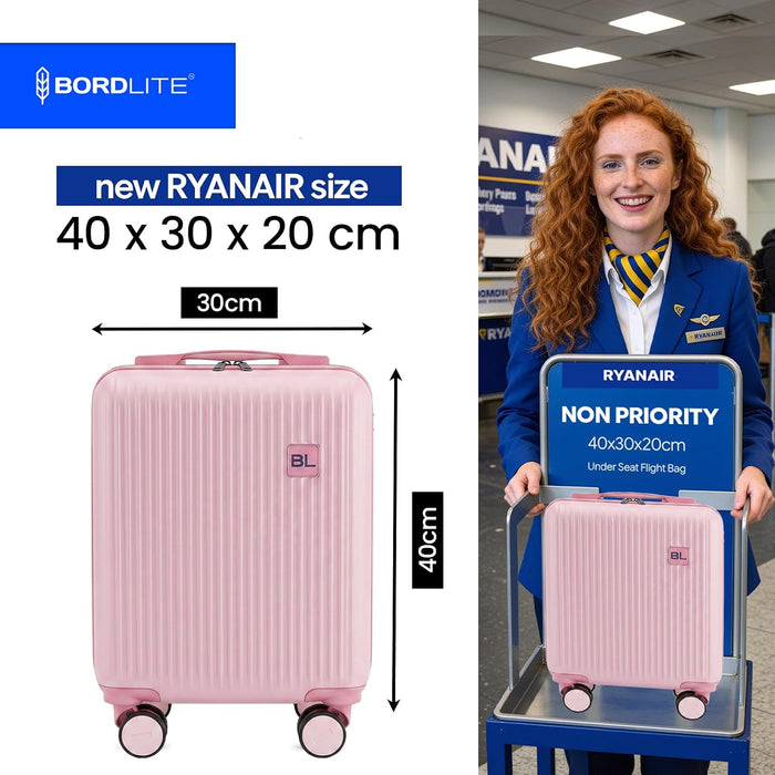 Bordlite Kids Suitcase 40x30x20cm Blue Cabin Luggage for Boys & Girls, Childrens Underseat Travel Case with 360 Spinner Wheels, Telescopic Handle, ABS Shell for Ryanair & Wizz Air