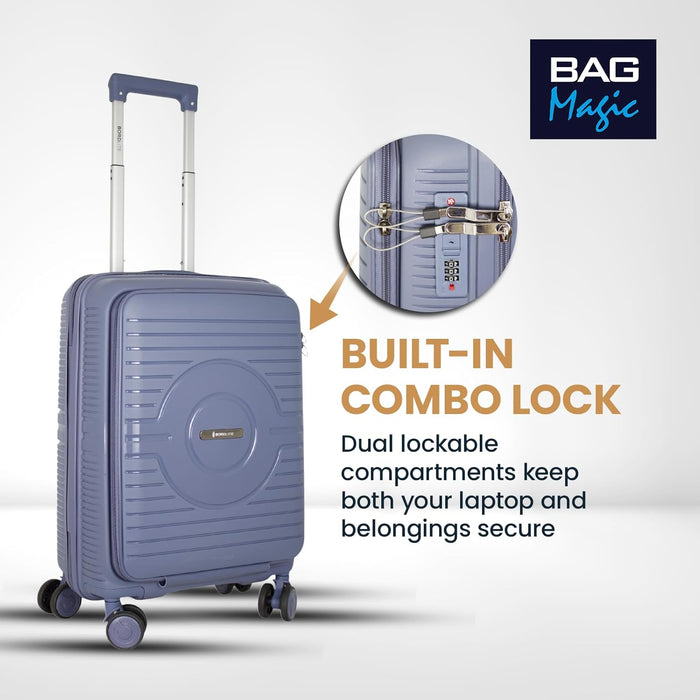 Bordlite® PP Cabin Suitcase - Lightweight Case with Lockable Front Laptop Compartment