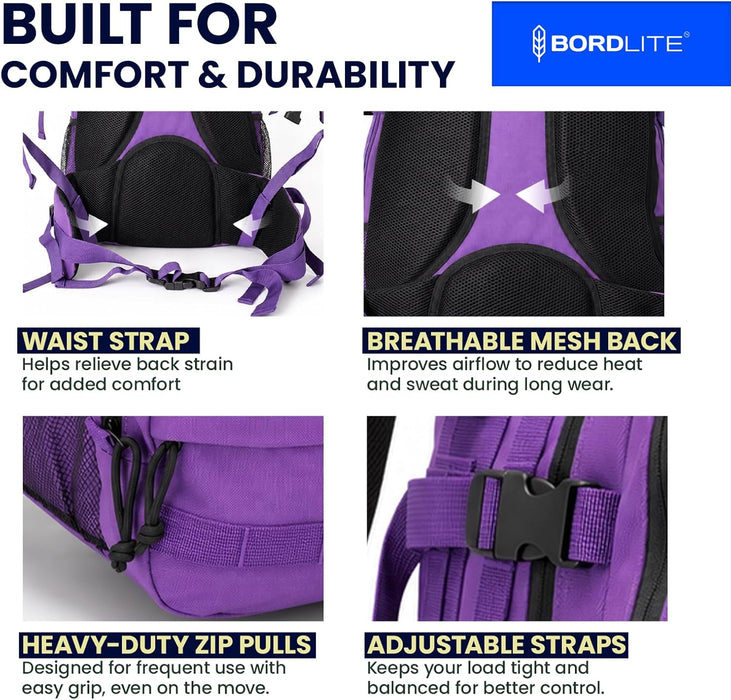 Bordlite 25L Military Tactical Backpack, Heavy Duty MOLLE Rucksack with Padded Shoulder Straps, Waist Belt, Multiple Compartments for Hiking, Camping, Travel, Gym & Work