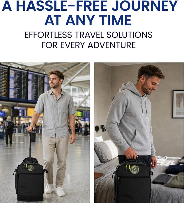 Bordlite Ryanair Cabin Bag 40x25x20cm Underseat Wheeled Travel Bag, Lightweight 20L Hand Luggage with Telescopic Handle, Smooth Wheels, Compression Straps, Side Pocket & Luggage Strap