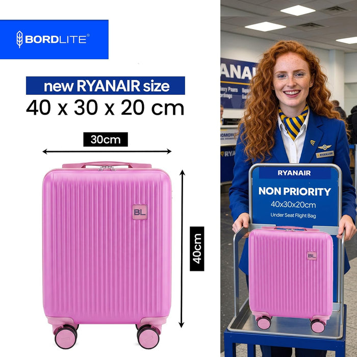 Bordlite Kids Suitcase 40x30x20cm Blue Cabin Luggage for Boys & Girls, Childrens Underseat Travel Case with 360 Spinner Wheels, Telescopic Handle, ABS Shell for Ryanair & Wizz Air