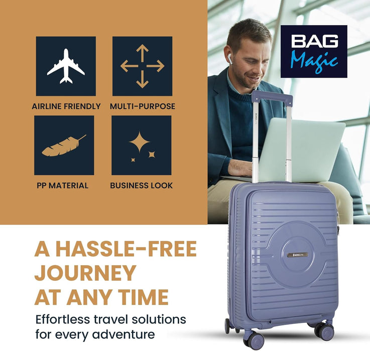 Bordlite® PP Cabin Suitcase - Lightweight Case with Lockable Front Laptop Compartment