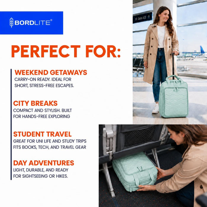 Bordlite EasyJet Underseat Cabin Bag 45x36x20cm - Wheeled Travel Holdall with Trolley Handle - Lightweight Polyester Soft Shell Carry On Luggage