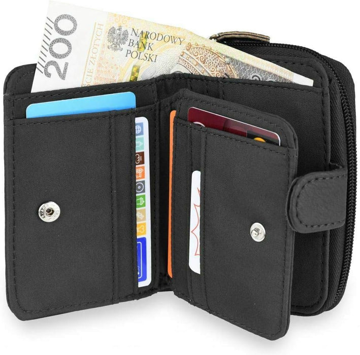 Ridgeback - Women’s Faux Leather Small Purse Money Wallet ID Holder - Photo Holder Coin Purse Zipped Purses