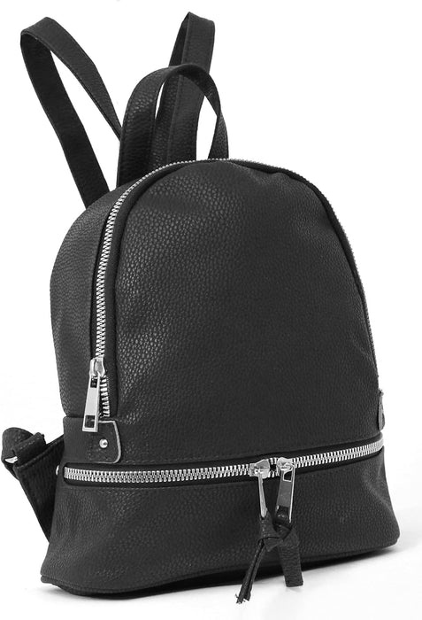 Nicole Brown - Mini Faux Leather Casual Backpack | Adjustable Back Straps 6.75L