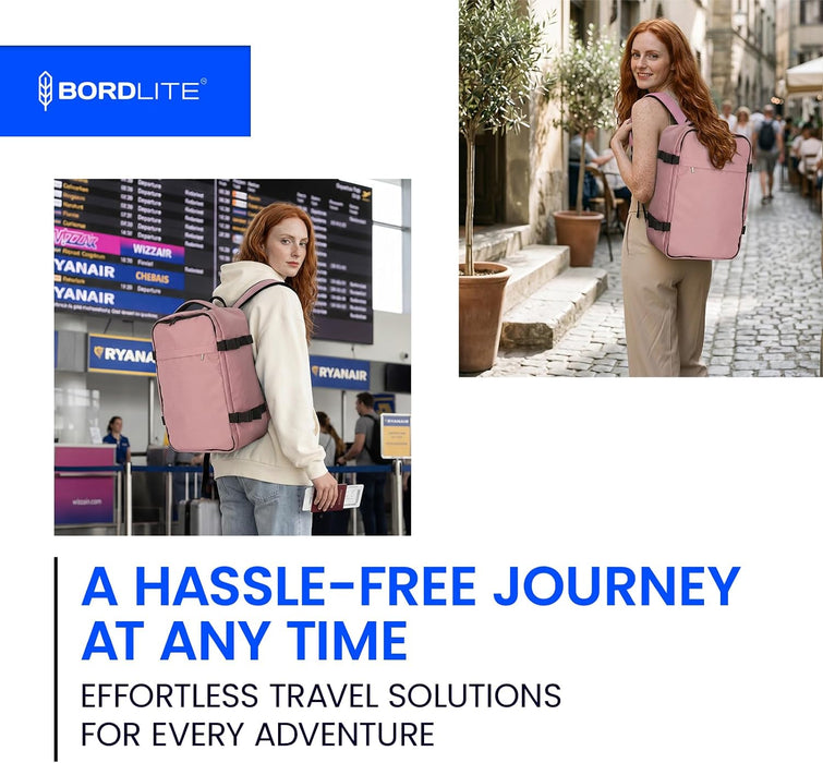 Bordlite Ryanair Cabin Backpack 40x30x20cm – Underseat Travel Backpack for Wizz Air & EasyJet, Water-Resistant Polyester Carry On Bag with Laptop Sleeve, Compression Straps & Security Pocket