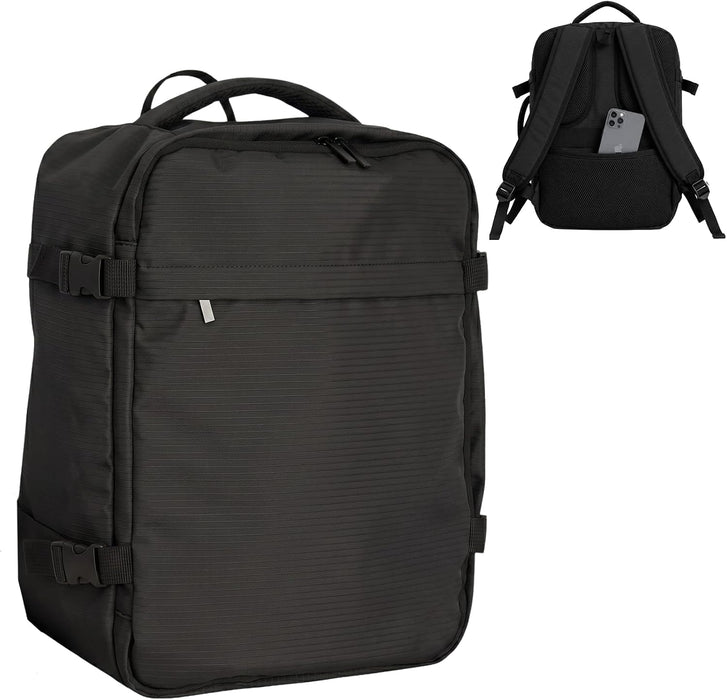 Bordlite Ryanair Cabin Backpack 40x30x20cm – Underseat Travel Backpack for Wizz Air & EasyJet, Water-Resistant Polyester Carry On Bag with Laptop Sleeve, Compression Straps & Security Pocket