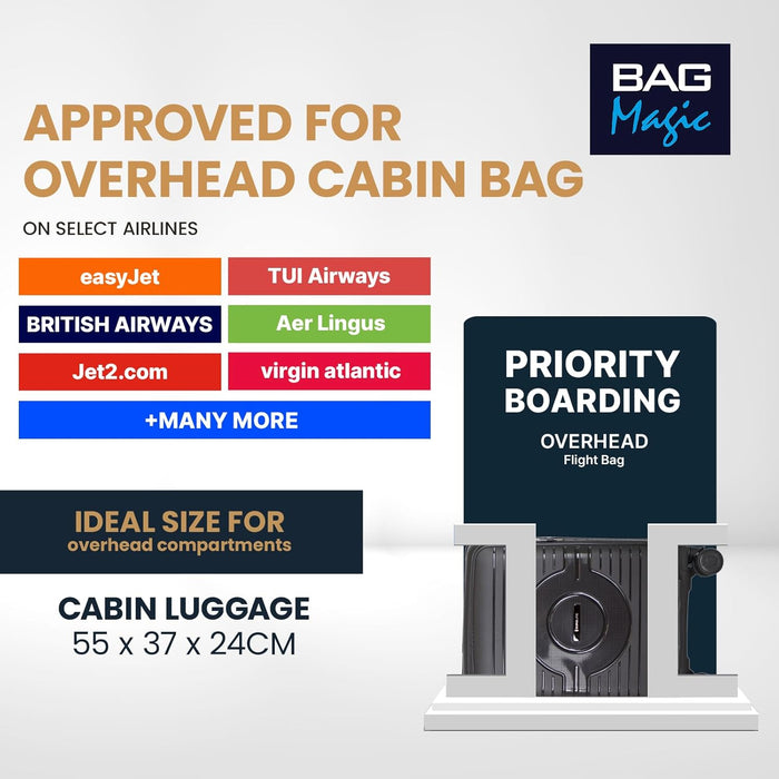 Bordlite® PP Cabin Suitcase - Lightweight Case with Lockable Front Laptop Compartment