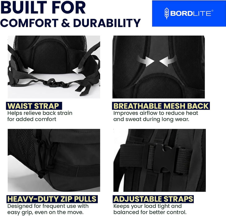 Bordlite 25L Military Tactical Backpack, Heavy Duty MOLLE Rucksack with Padded Shoulder Straps, Waist Belt, Multiple Compartments for Hiking, Camping, Travel, Gym & Work