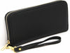 Nicole Brown - Faux Leather Gold Zip Clutch Purse | Removable Strap Vegan Leather (Black)