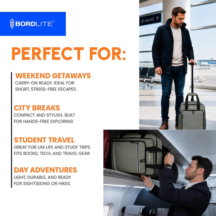 Bordlite EasyJet Underseat Cabin Bag 45x36x20cm - Wheeled Travel Holdall with Trolley Handle - Lightweight Tarp Soft Shell Carry On Luggage - Fits EasyJet Free Bag Allowance