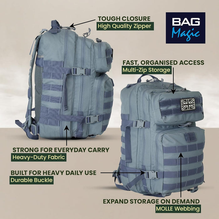 21L Military Tactical Backpack – Durable MOLLE Rucksack with Multi-Pocket Storage