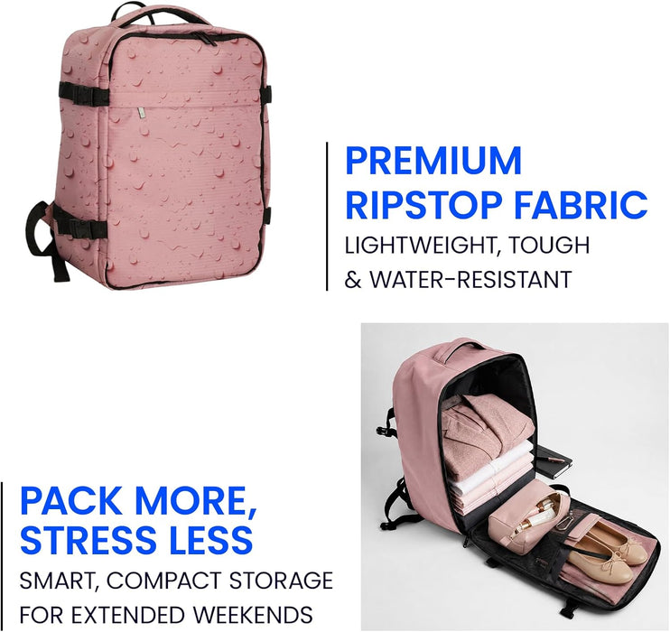 Bordlite Ryanair Cabin Backpack 40x30x20cm – Underseat Travel Backpack for Wizz Air & EasyJet, Water-Resistant Polyester Carry On Bag with Laptop Sleeve, Compression Straps & Security Pocket
