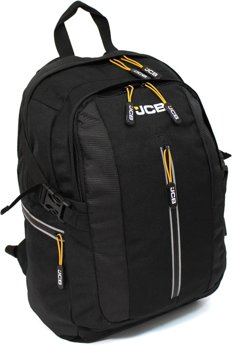 JCB Backpack Travel Bag - Work Rucksack Black, Under Seat Bag for Travel, Adjustable Straps, Multi Pocket Casual Backpacks