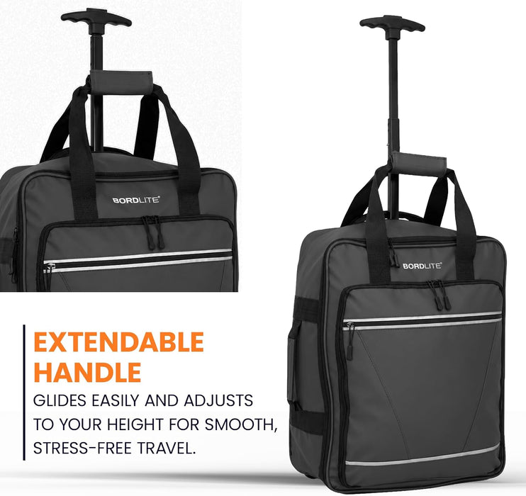 Bordlite EasyJet Underseat Cabin Bag 45x36x20cm - Wheeled Travel Holdall with Trolley Handle - Lightweight Tarp Soft Shell Carry On Luggage - Fits EasyJet Free Bag Allowance