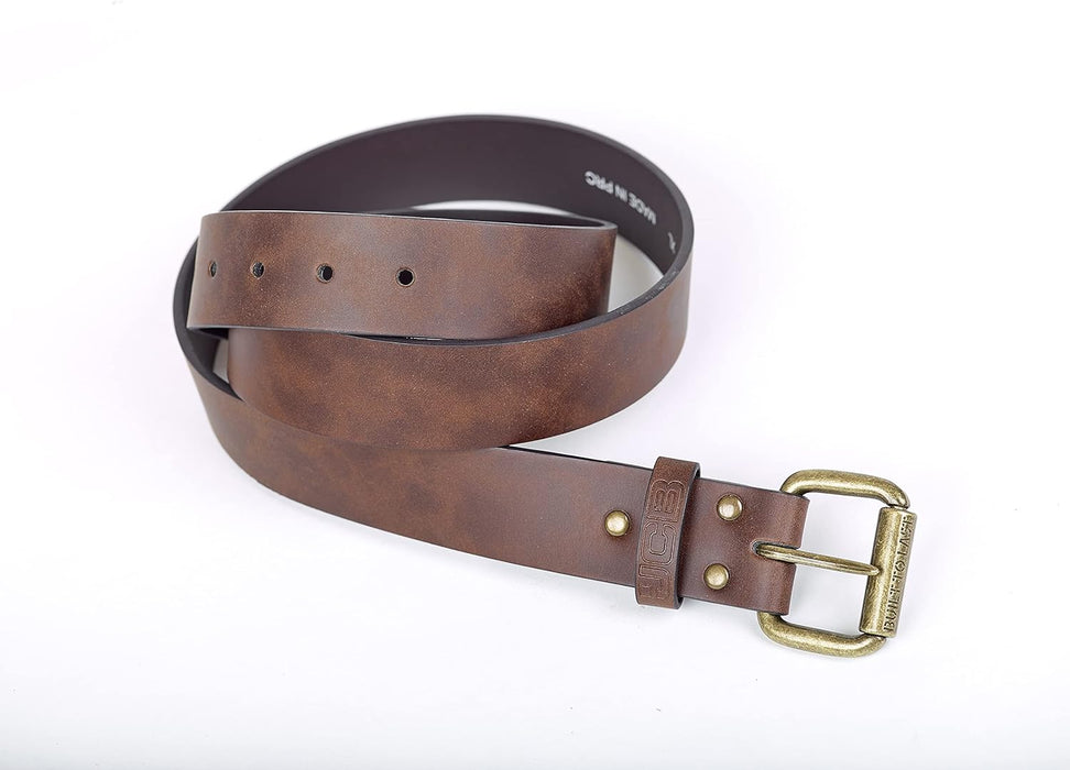 JCB - Classic Leather Belt - Designed with Zinc Alloy Buckle, Metal Keeper & Painted Edges - Smart Men's Belt - Leather Lined with PU Outer - Men's Accessories - Gift Boxed