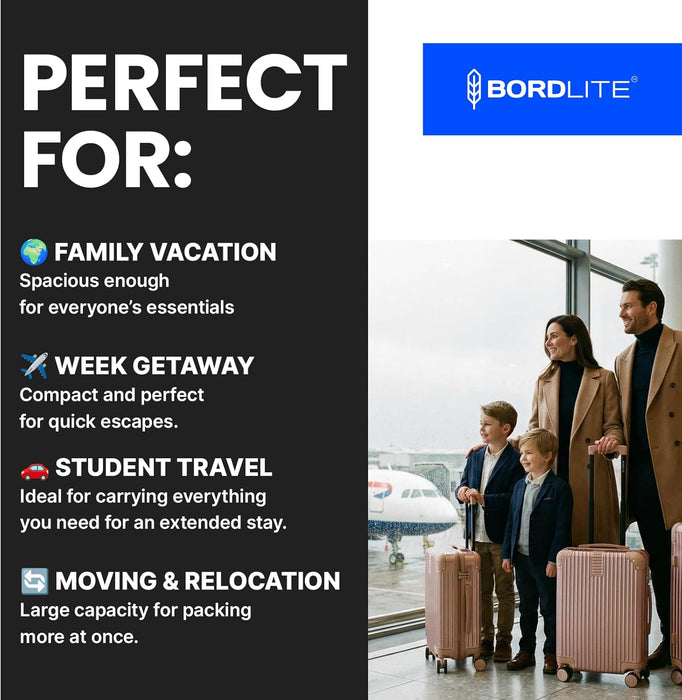 Bordlite Premium ABS Suitcases – Lightweight, Durable & Effortless 360° Spinner Wheels