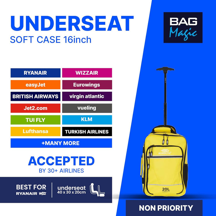 Bordlite® 3-Piece Wheeled Holdall Luggage Set – Underseat 16”, Cabin 20” & Check-in 24”