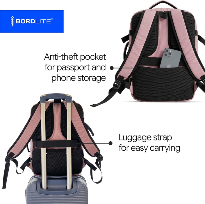 Bordlite Ryanair Cabin Backpack 40x30x20cm – Underseat Travel Backpack for Wizz Air & EasyJet, Water-Resistant Polyester Carry On Bag with Laptop Sleeve, Compression Straps & Security Pocket