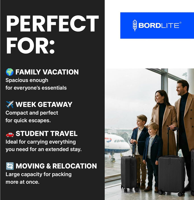 Bordlite Premium ABS Suitcases – Lightweight, Durable & Effortless 360° Spinner Wheels
