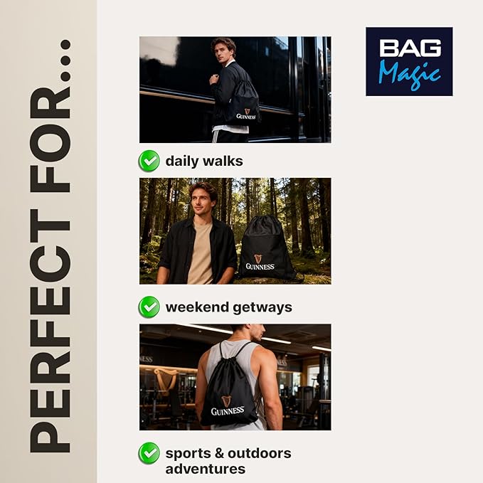 Guinness Official Gift Set – Leather Wallet & Key Fob with Water-Resistant Drawstring Bag | RFID Blocking, Genuine Leather, Licensed Merchandise for Men | Perfect Guinness Fan Gift