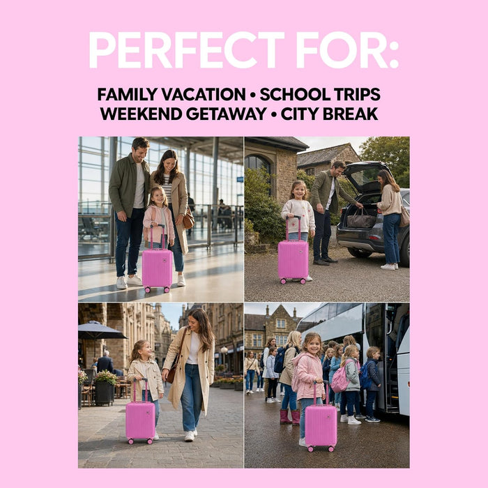 Bordlite Kids Suitcase 40x30x20cm Blue Cabin Luggage for Boys & Girls, Childrens Underseat Travel Case with 360 Spinner Wheels, Telescopic Handle, ABS Shell for Ryanair & Wizz Air
