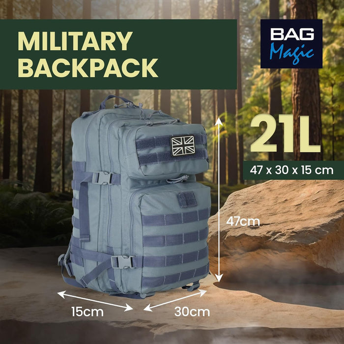 21L Military Tactical Backpack – Durable MOLLE Rucksack with Multi-Pocket Storage