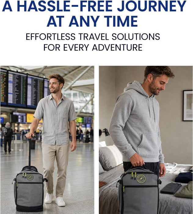 Bordlite Ryanair Cabin Bag 40x25x20cm Underseat Wheeled Travel Bag, Lightweight 20L Hand Luggage with Telescopic Handle, Smooth Wheels, Compression Straps, Side Pocket & Luggage Strap
