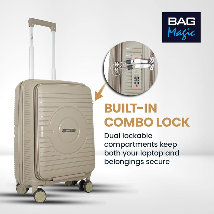 Bordlite® PP Cabin Suitcase - Lightweight Case with Lockable Front Laptop Compartment