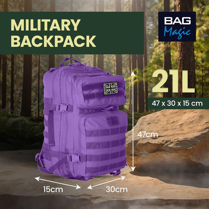 21L Military Tactical Backpack – Durable MOLLE Rucksack with Multi-Pocket Storage