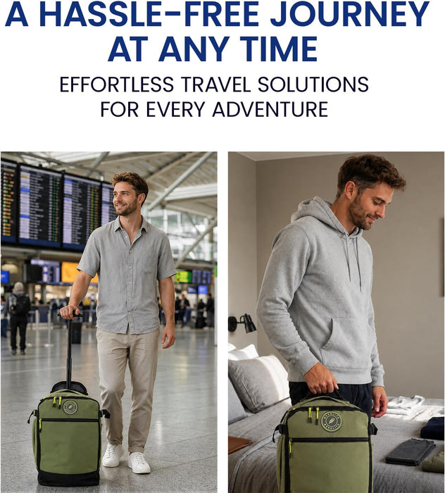 Bordlite Ryanair Cabin Bag 40x25x20cm Underseat Wheeled Travel Bag, Lightweight 20L Hand Luggage with Telescopic Handle, Smooth Wheels, Compression Straps, Side Pocket & Luggage Strap