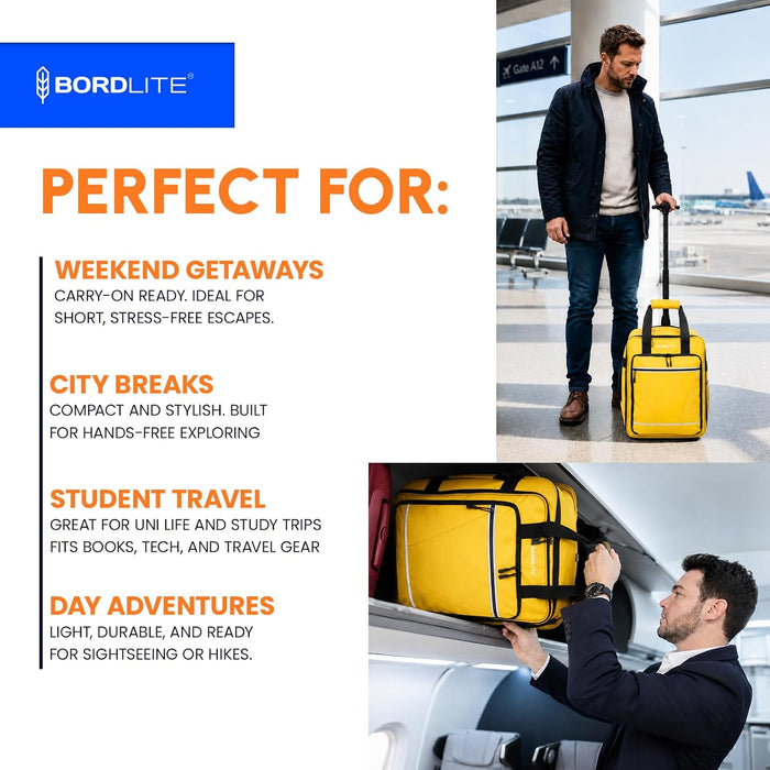 Bordlite EasyJet Underseat Cabin Bag 45x36x20cm - Wheeled Travel Holdall with Trolley Handle - Lightweight Tarp Soft Shell Carry On Luggage - Fits EasyJet Free Bag Allowance
