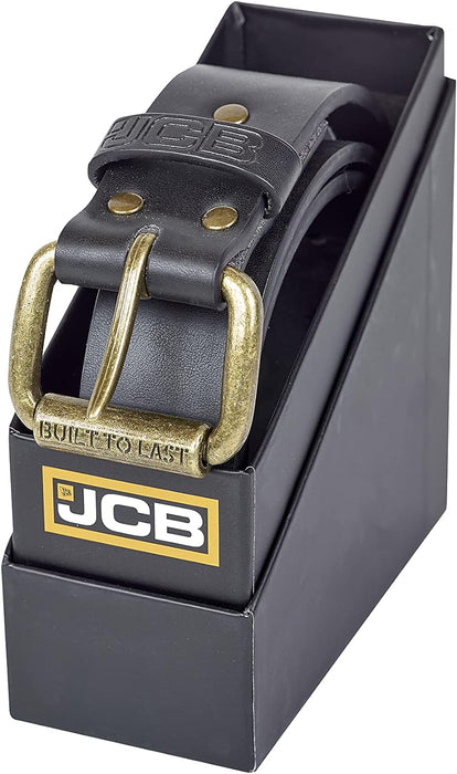 JCB - Classic Leather Belt - Designed with Zinc Alloy Buckle, Metal Keeper & Painted Edges - Smart Men's Belt - Leather Lined with PU Outer - Men's Accessories - Gift Boxed