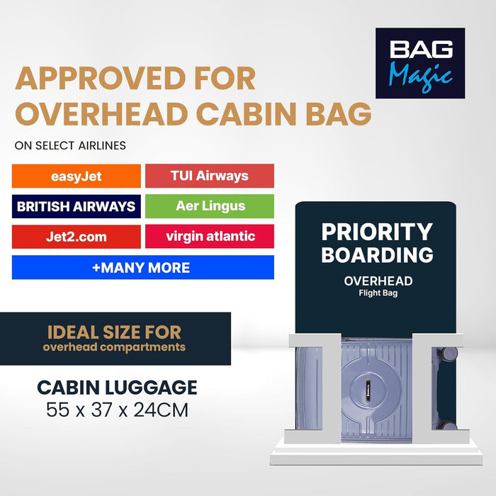 Bordlite® PP Cabin Suitcase - Lightweight Case with Lockable Front Laptop Compartment