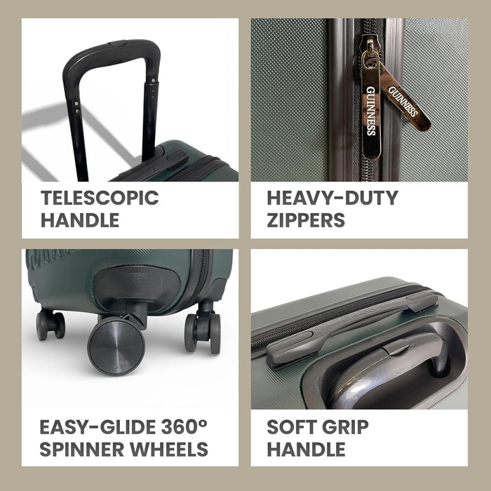 Guinness® ABS Suitcase – Lightweight Hard Shell Luggage with 360° Spinner Wheels