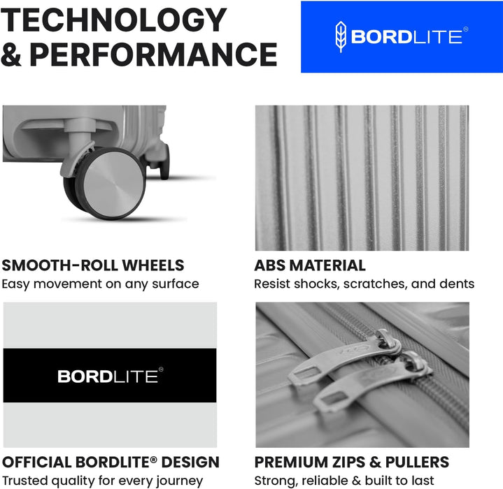 Bordlite Premium ABS Suitcases – Lightweight, Durable & Effortless 360° Spinner Wheels
