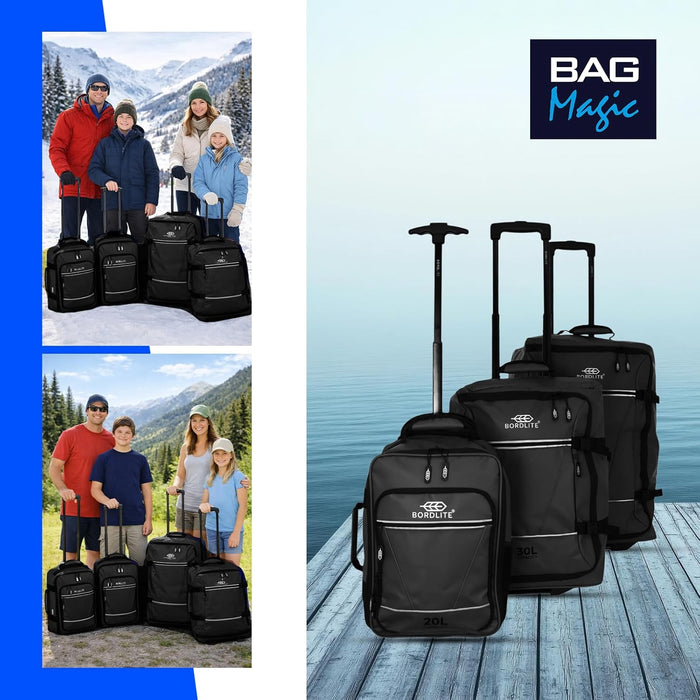 Bordlite® 3-Piece Wheeled Holdall Luggage Set – Underseat 16”, Cabin 20” & Check-in 24”