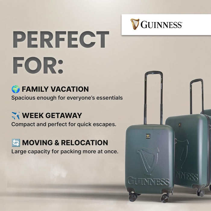 Guinness® ABS Suitcase – Lightweight Hard Shell Luggage with 360° Spinner Wheels