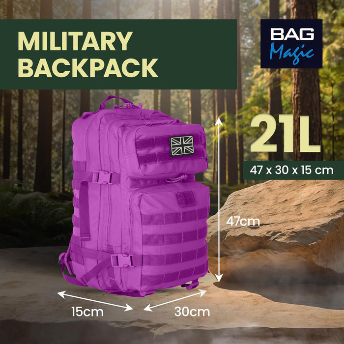 21L Military Tactical Backpack – Durable MOLLE Rucksack with Multi-Pocket Storage
