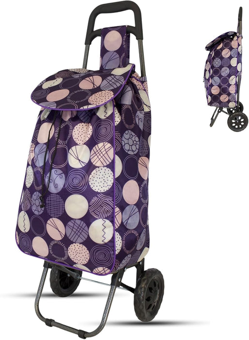 Lightweight 2 Wheel Shopping Trolley Cart 35L - Water-Resistant Bag & Smooth Rolling Wheels - 94cm